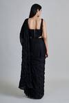Shop_Mishru_Black Organza, Tulle Sequins, Embroidery Yuki Pre-draped Saree With Blouse _at_Aza_Fashions