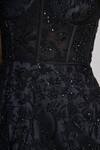 Buy_Mishru_Black Tulle Beads, Sequins, Embroidery Sweetheart Neck Mirae Floral Dress 