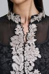 Mishru_Black Organza Embroidery, Sequins High Neck Kalie Cape Set _at_Aza_Fashions