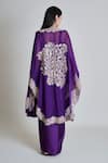 Shop_Mishru_Purple Tulle, Satin Embroidery Open , Square Lea Cape Draped Skirt Set _at_Aza_Fashions