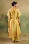 Shop_Reeti Arneja_Yellow Chanderi Mirrors, Embroidery Square Neck Hunar Kurta And Pant Set _at_Aza_Fashions
