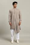 Buy_Studio Error_Gray Cotton Front Draped Kurta _at_Aza_Fashions