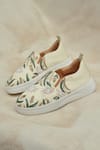 Buy_Around Always_Beige Kanan Beaded Floral Embroidered Sneakers _at_Aza_Fashions