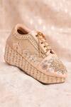 Buy_Around Always_Gold Mayuri Floral Embroidered Wedge Sneakers _at_Aza_Fashions