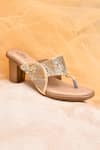 Buy_Around Always_Gold Sequins, Beads Trinity Embroidered Block Heels _at_Aza_Fashions