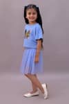 Buy_Lil Drama_Blue Cotton, Net Sequins Butterfly Embroidered T Shirt And Skirt Set _Online_at_Aza_Fashions