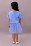 Shop_Lil Drama_Blue Cotton, Net Sequins Butterfly Embroidered T Shirt And Skirt Set _at_Aza_Fashions