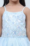 Lil Drama_Sky Blue Net, Polyester Sequins, Glitter Layered Embroidered Dress With Shrug _at_Aza_Fashions