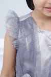 Lil Drama_Gray Net, Polyester Bows, Glitter, Ribbons Sleeveless Tiered Dress _Online_at_Aza_Fashions