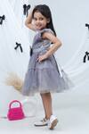 Buy_Lil Drama_Gray Net, Polyester Bows, Glitter, Ribbons Sleeveless Tiered Dress _Online_at_Aza_Fashions