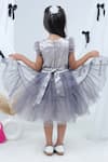 Shop_Lil Drama_Gray Net, Polyester Bows, Glitter, Ribbons Sleeveless Tiered Dress _at_Aza_Fashions