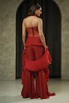 Shop_Muskan Aggarwal_Red Net, Organza Sequins, Beads, Scarlete Embroidered Corset Palazzo Set _at_Aza_Fashions