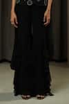 Muskan Aggarwal_Black Silk, Georgette, Net Beads, Crystals, Zaria Embroidered Top Palazzo Set _Online_at_Aza_Fashions