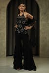 Buy_Muskan Aggarwal_Black Silk, Georgette, Net Beads, Crystals, Zaria Embroidered Top Palazzo Set _at_Aza_Fashions