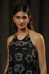 Muskan Aggarwal_Black Silk, Georgette, Net Beads, Crystals, Zaria Embroidered Top Palazzo Set _at_Aza_Fashions