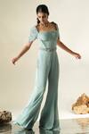 Buy_Muskan Aggarwal_Blue Georgette, Net Embroidery, Sequins, Crystals Celestia Corset Jumpsuit _at_Aza_Fashions
