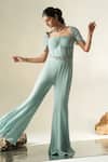 Shop_Muskan Aggarwal_Blue Georgette, Net Embroidery, Sequins, Crystals Celestia Corset Jumpsuit _Online_at_Aza_Fashions