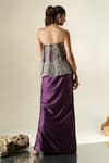 Shop_Muskan Aggarwal_Purple Satin, Silk Tassels, Mirrors, Azmera Peplum Top And Draped Skirt Set _at_Aza_Fashions