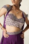 Muskan Aggarwal_Purple Organza, Net, Georgette Mirrors, Crystals, Miray Cape Palazzo Set _Online_at_Aza_Fashions