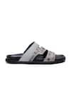 Shutiq_Black Crocodile Texture Leather S Slides _Online_at_Aza_Fashions