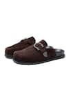Buy_Shutiq_Brown Buckles Knight Suede Slip On Mules _Online_at_Aza_Fashions