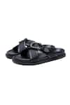 Shutiq_Black Buckles Knight Criss Cross Strap Slides _Online_at_Aza_Fashions