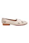 Shutiq_White Avsar Suede Mirror Work Juttis _Online_at_Aza_Fashions