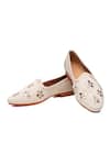 Buy_Shutiq_White Avsar Suede Mirror Work Juttis _at_Aza_Fashions