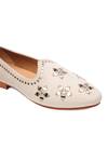 Shop_Shutiq_White Avsar Suede Mirror Work Juttis _Online_at_Aza_Fashions