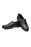 Buy_Shutiq_Black Phillos Textured Leather Penny Loafers _at_Aza_Fashions