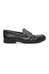 Shutiq_Black Phillos Textured Leather Penny Loafers _Online_at_Aza_Fashions