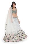 Buy Payal Singhal Ivory Organza, Silk, Denim Beads, Embroidery Scoop Floral Thread And Lehenga Set at Aza Fashions Buy_Payal Singhal_Ivory Organza, Silk, Denim Beads, Embroidery Scoop Floral Thread And Lehenga Set _at_Aza_Fashions
