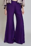 Shop_Mishru_Purple Organza Mandarin Collar, Round Neck Kalie Embroidered Cape Pant Set 