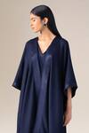 Shop_Ampm_Navy V-neck Adarah Resham Bordered Cape _Online_at_Aza_Fashions