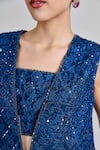 Buy_Mishru_Blue Tulle Sequins, Beads, Embroidery Open Neck, Liora Peplum Jacket Pant Set 