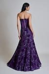 Shop_Mishru_Purple Tulle, Organza Applique, Carmine Embroidered Corset And Lehenga Set _at_Aza_Fashions