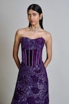 Shop_Mishru_Purple Tulle, Organza Applique, Carmine Embroidered Corset And Lehenga Set _Online_at_Aza_Fashions