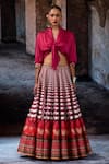 Buy_Rajdeep Ranawat_Fuchsia Dupion, Modal, Satin Tassels, Bethari Rubali Leela Skirt With Top _at_Aza_Fashions