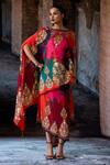 Buy_Rajdeep Ranawat_Multi Color Silk Foil Printing Boat Neck Bethari Kamini Skirt Set _at_Aza_Fashions