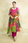 Buy Gulabo Jaipur Pink Georgette Round Neck Arzu Bandhani Pattern Anarkali Set at Aza Fashions Buy_Gulabo Jaipur_Pink Georgette Round Neck Arzu Bandhani Pattern Anarkali Set _at_Aza_Fashions