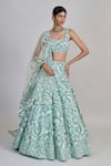 Buy_Mishru_Blue Organza, Tulle Sequins, Embroidery Square Neck Emeris Lehenga Set _at_Aza_Fashions