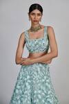 Buy_Mishru_Blue Organza, Tulle Sequins, Embroidery Square Neck Emeris Lehenga Set _Online_at_Aza_Fashions