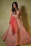 Buy_Archana Kochhar_Pink Silk, Organza Embroidery, Sequins, Zari, Pearls, Zardozi Lehenga Set _at_Aza_Fashions