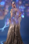 Buy_Archana Kochhar_Gray Net Embroidery, Stones, Sequins Sweetheart Neck Shimmer Lehenga Set _Online_at_Aza_Fashions