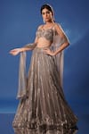 Buy_Archana Kochhar_Gray Net Embroidery, Stones, Sequins Sweetheart Neck Shimmer Lehenga Set _at_Aza_Fashions