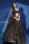 Buy_Archana Kochhar_Black Net Sequins, Embroidery, Metallic Thread Sweetheart Midnight Lehenga Set _Online_at_Aza_Fashions