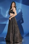 Buy_Archana Kochhar_Black Net Sequins, Embroidery, Metallic Thread Sweetheart Midnight Lehenga Set 