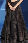 Shop_Archana Kochhar_Black Net Sequins, Embroidery, Metallic Thread Sweetheart Midnight Lehenga Set 