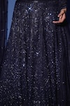Shop_Archana Kochhar_Blue Net Sequins, Beads, Embroidery V-neck Midnight Hand Corset Lehenga Set _Online_at_Aza_Fashions