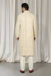 Shop_Aham-Vayam_Beige Cotton Mirrors, Embroidery Krishna Kurta And Pant Set _at_Aza_Fashions